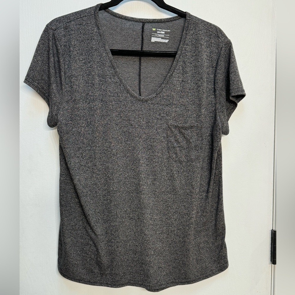 Tek Gear, Dry Tek, Women’s, V-neck, Short Sleeve, Black, Size L
